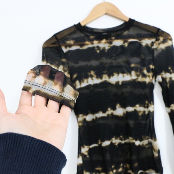 *Iris Black and Brown Mesh Long Sleeve Top - Picture 5 of 7